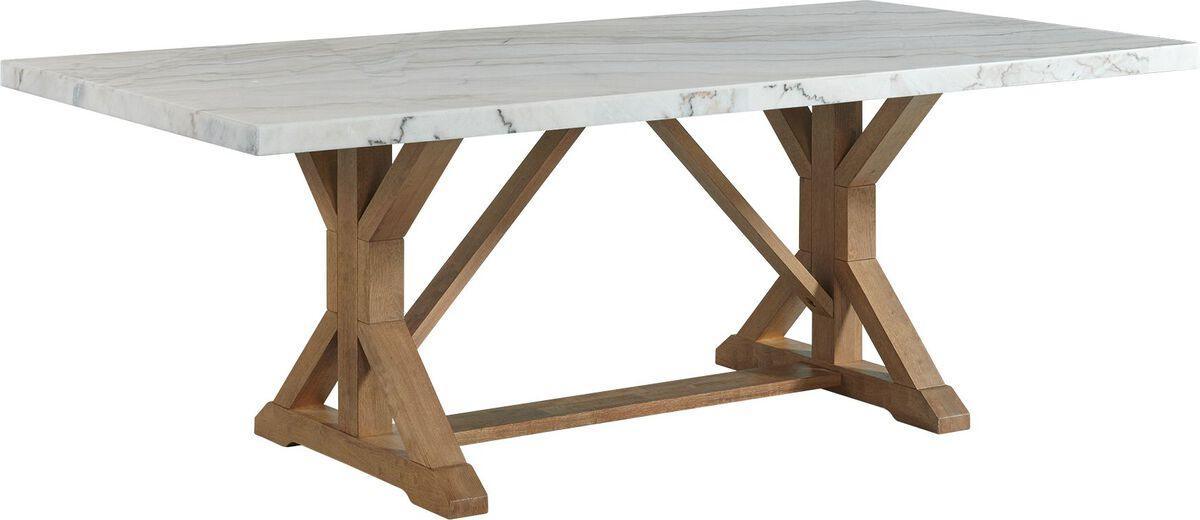 Elements Dining Tables - Liam Standard Height Rectangular Dining Table in White Marble