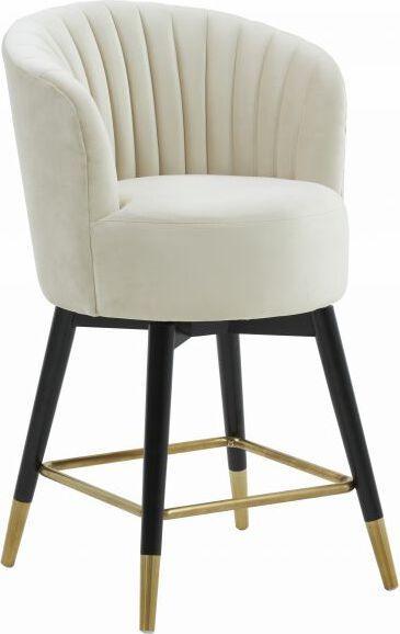 Tov Furniture Barstools - Liana Cream Velvet Swivel Stool