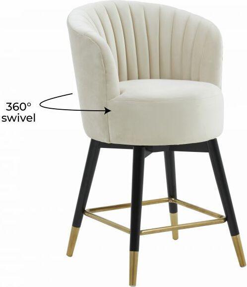 Tov Furniture Barstools - Liana Cream Velvet Swivel Stool