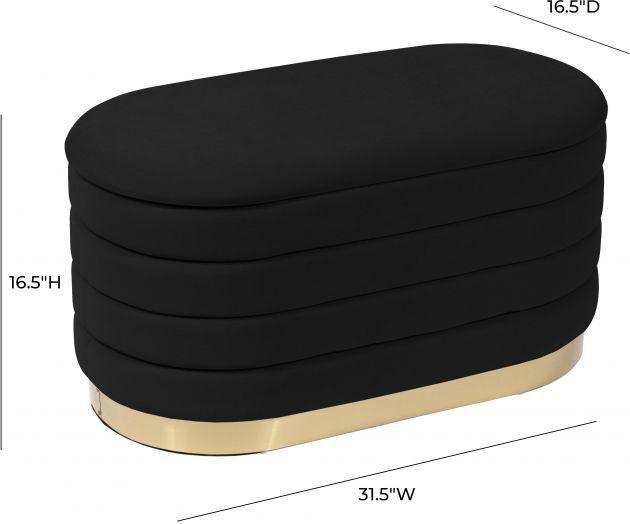 Tov Furniture Benches - Lillian Black Velvet Storage Bench