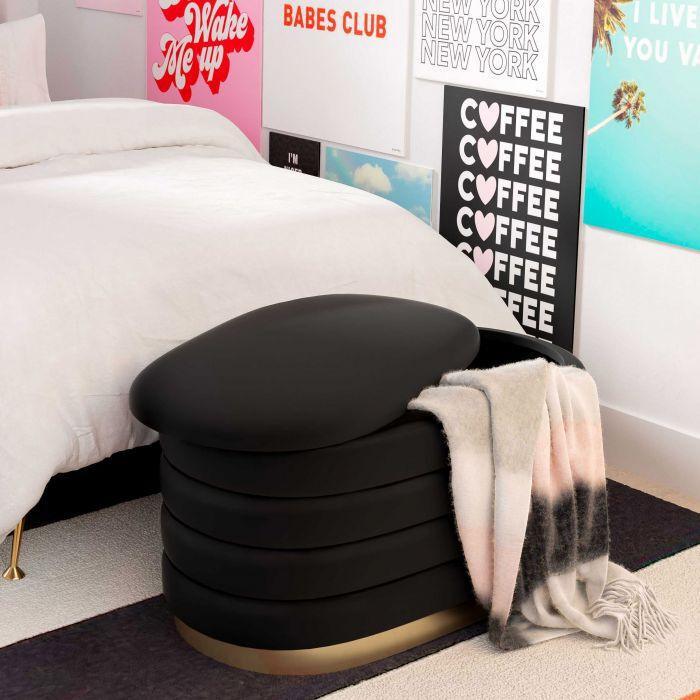 Tov Furniture Benches - Lillian Black Velvet Storage Bench