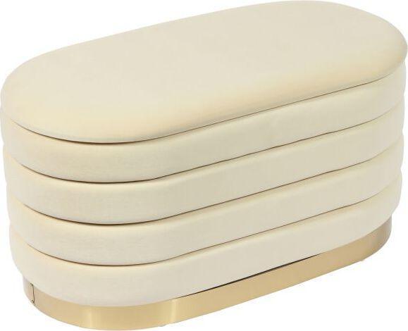 Tov Furniture Benches - Lillian Cream Velvet Storage Bench
