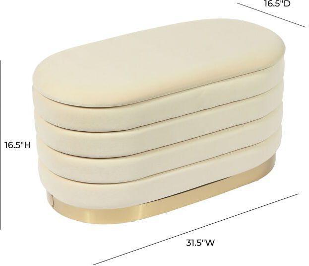 Tov Furniture Benches - Lillian Cream Velvet Storage Bench
