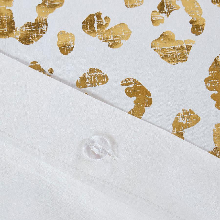 Olliix.com Duvet & Duvet Sets - Lillie Full/Queen Metallic Animal Printed Duvet Cover Set Ivory & Gold