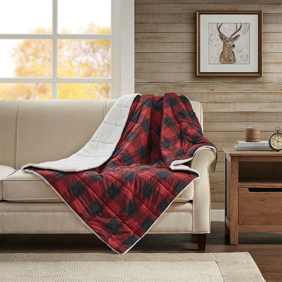 Olliix.com Pillows & Throws - Linden Cabin Oversized Softspun Down Alternative Throw 50x70" Red
