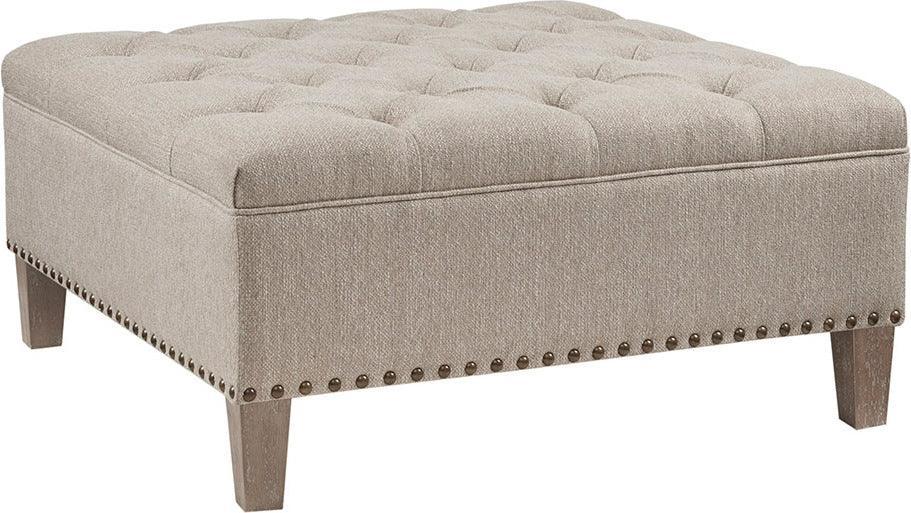 Olliix.com Ottomans & Stools - Lindsey Traditional Tufted Square Cocktail Ottoman 35.5"W x 35.5"D x 18.5"H Taupe