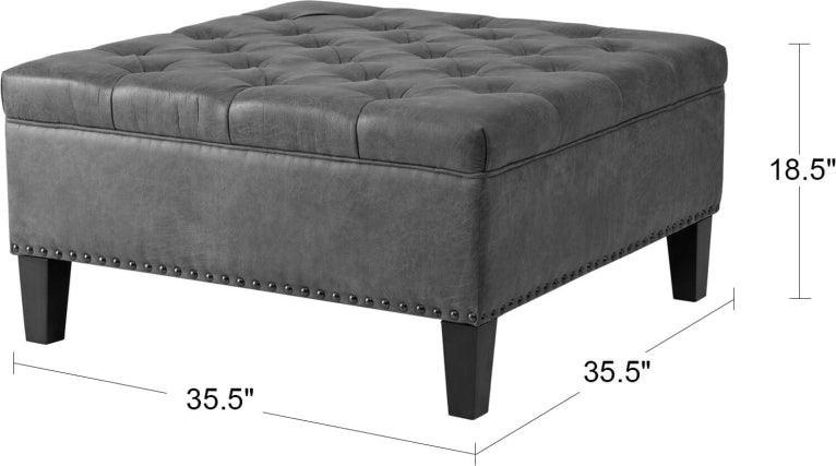 Olliix.com Ottomans & Stools - Lindsey Traditional Tufted Square Cocktail Ottoman 35.5W x 35.5D x 18.5H" Brown