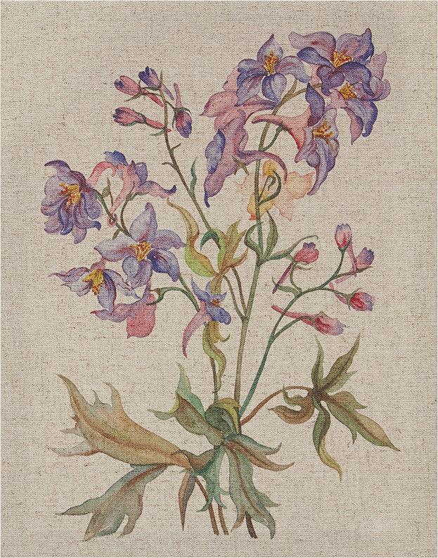 Olliix.com Wall Paintings - Linen Botanicals Printed Linen Canvas Multicolor ( Set of 3)