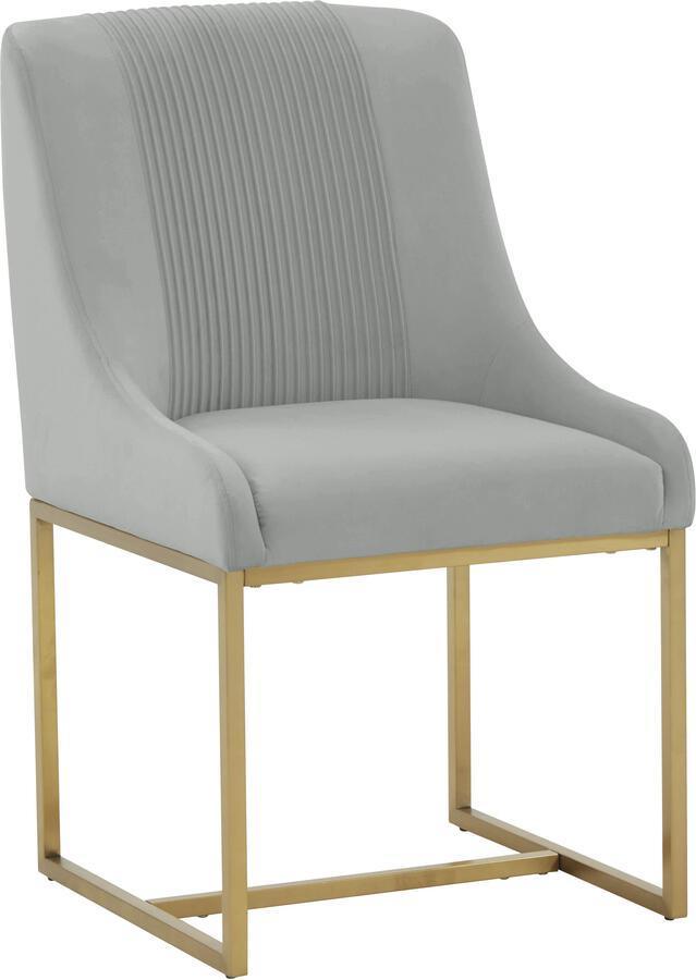 Tov Furniture Dining Chairs - Lisa Grey Pleated Velvet Dining Chair