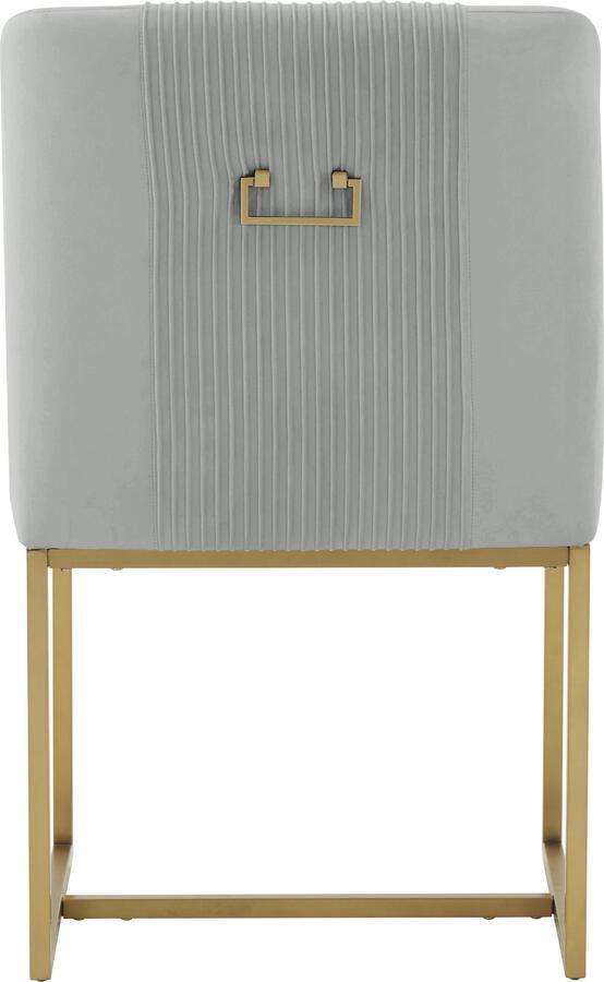 Tov Furniture Dining Chairs - Lisa Grey Pleated Velvet Dining Chair
