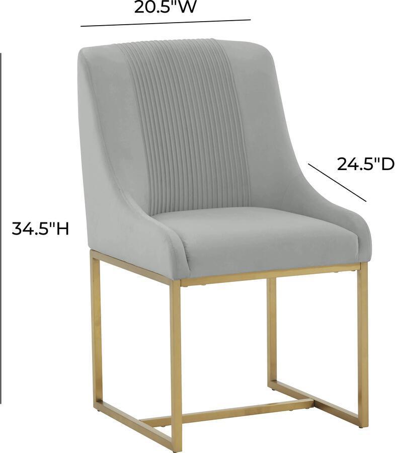 Tov Furniture Dining Chairs - Lisa Grey Pleated Velvet Dining Chair