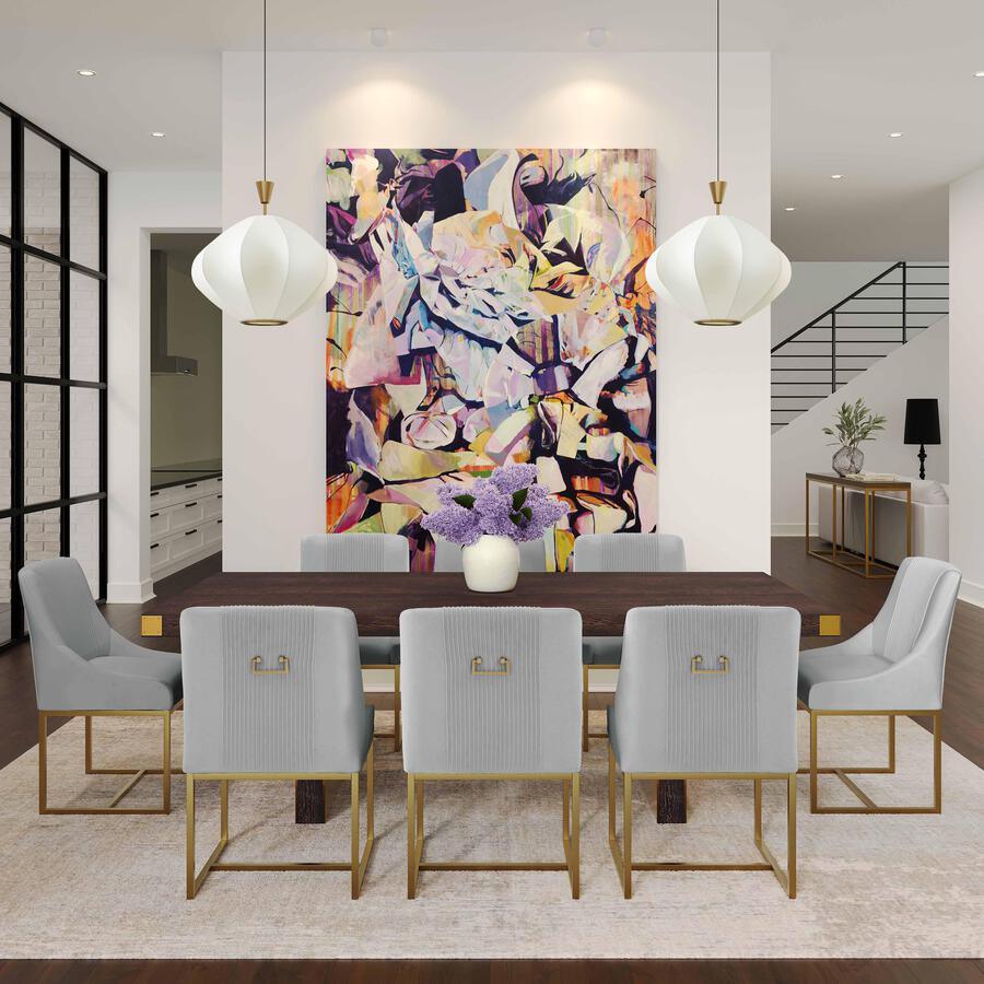 Tov Furniture Dining Chairs - Lisa Grey Pleated Velvet Dining Chair
