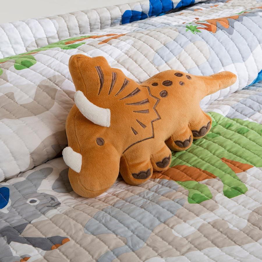 Olliix.com Comforters & Blankets - Little Twin Foot Dinosaur Reversible Coverlet Set Multicolor