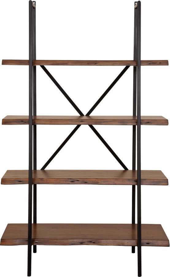 Alpine Furniture Bookcases & Display Units - Live Edge 4 Shelf Bookshelf Light Walnut