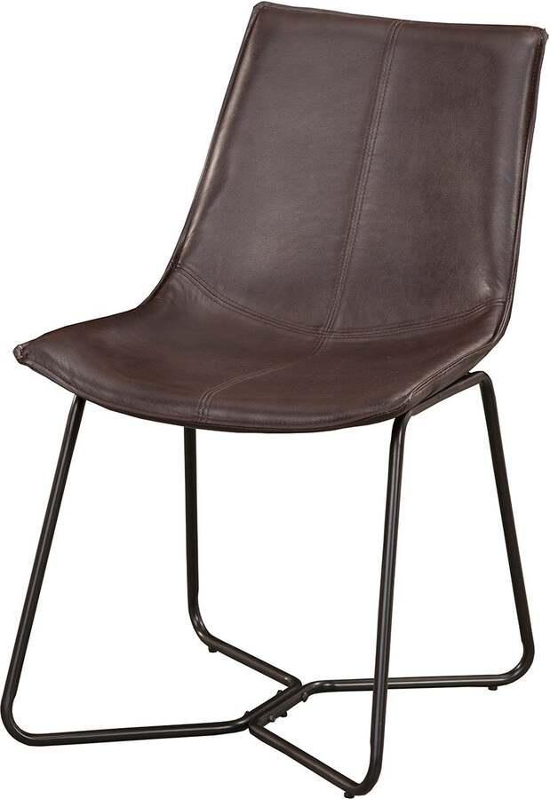Alpine Furniture Dining Chairs - Live Edge Bonded Leather Side Chairs Dark Brown ( Set of 2 )