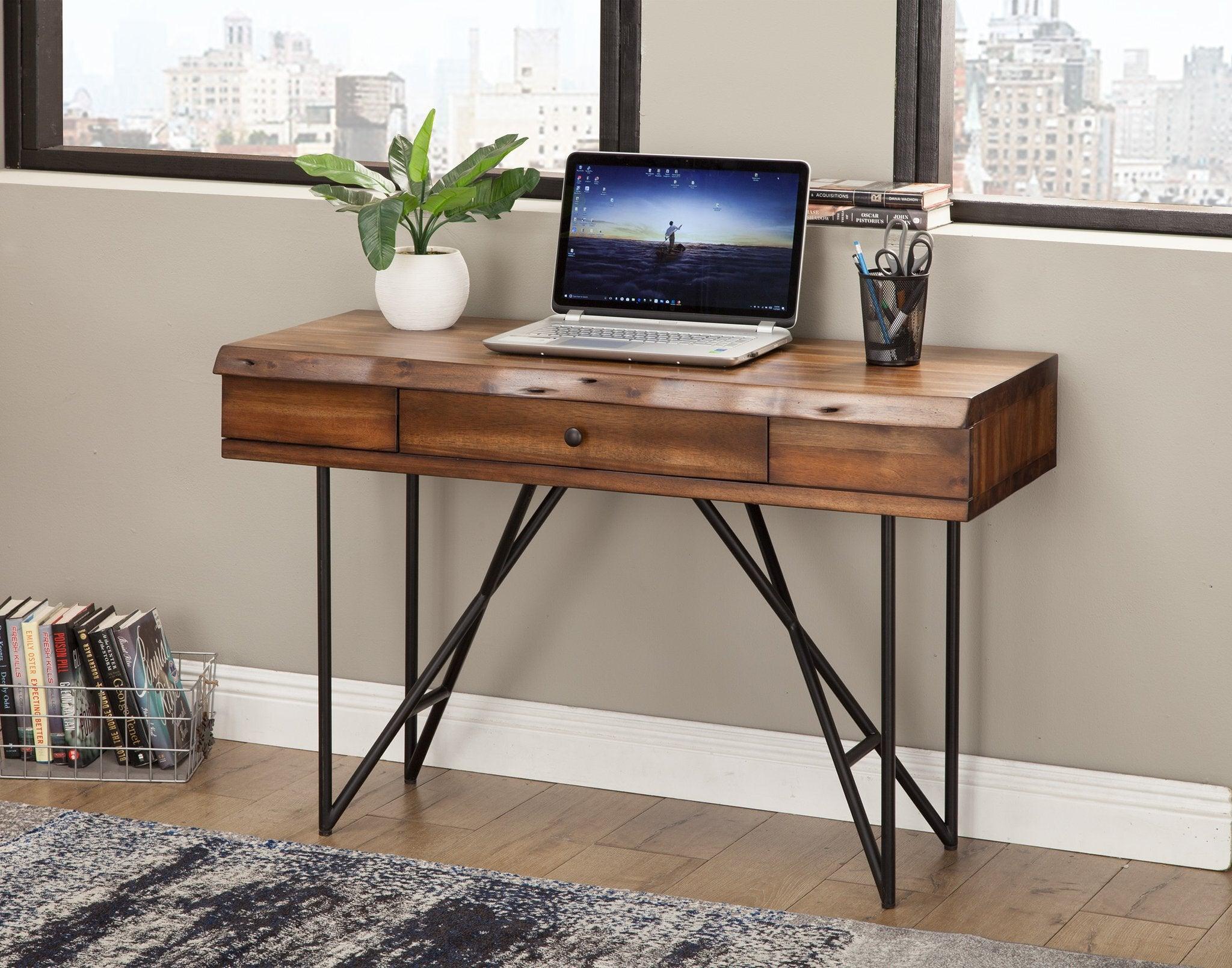 Alpine Furniture Desks - Live Edge Writing Desk Light Walnut