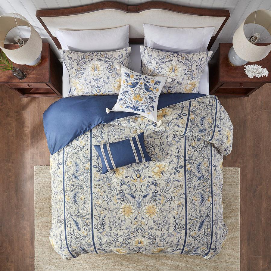 Olliix.com Duvet & Duvet Sets - Livia Full/Queen 5 Piece Cotton Duvet Cover Set Multicolor