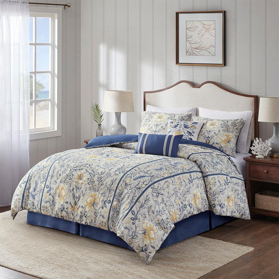 Olliix.com Comforters & Blankets - Livia Traditional 6 Piece Cotton Comforter Set Multi King