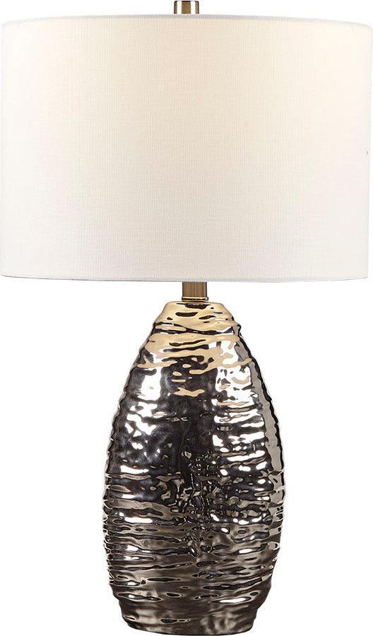 Olliix.com Table Lamps - Livy Ceramic Table lamp Silver Base & White Shade