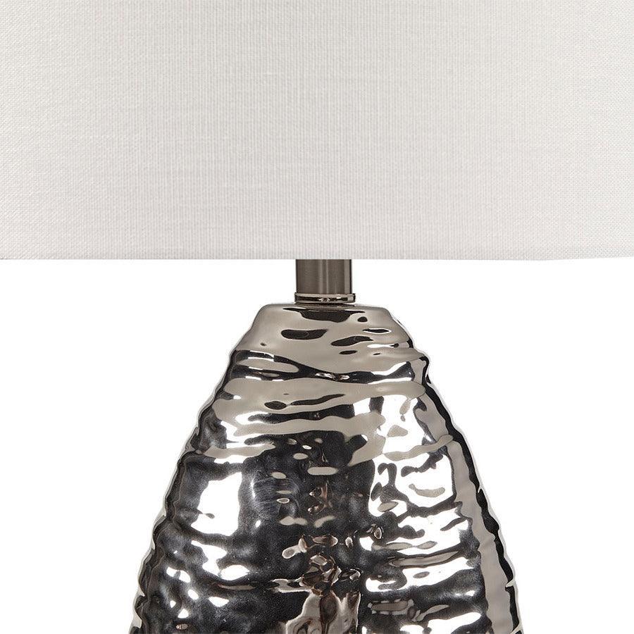 Olliix.com Table Lamps - Livy Ceramic Table lamp Silver Base & White Shade