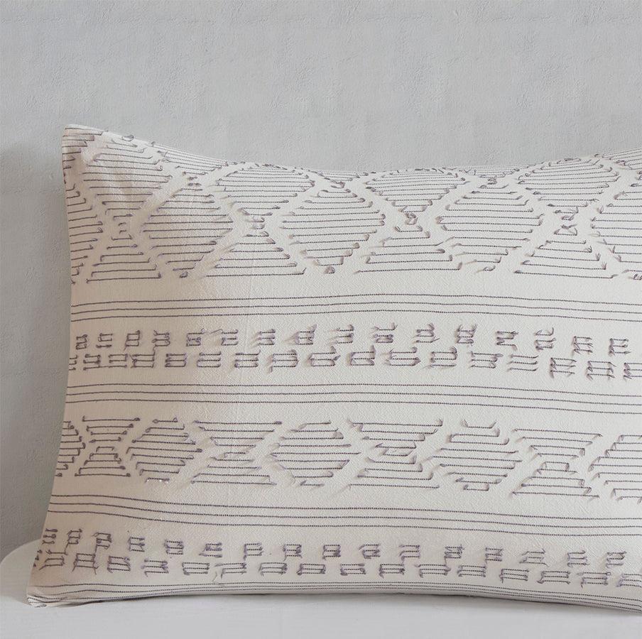 Olliix.com Comforters & Blankets - Lizbeth King/California King 5 Piece Cotton Clip Jacquard Comforter Set White & Gray