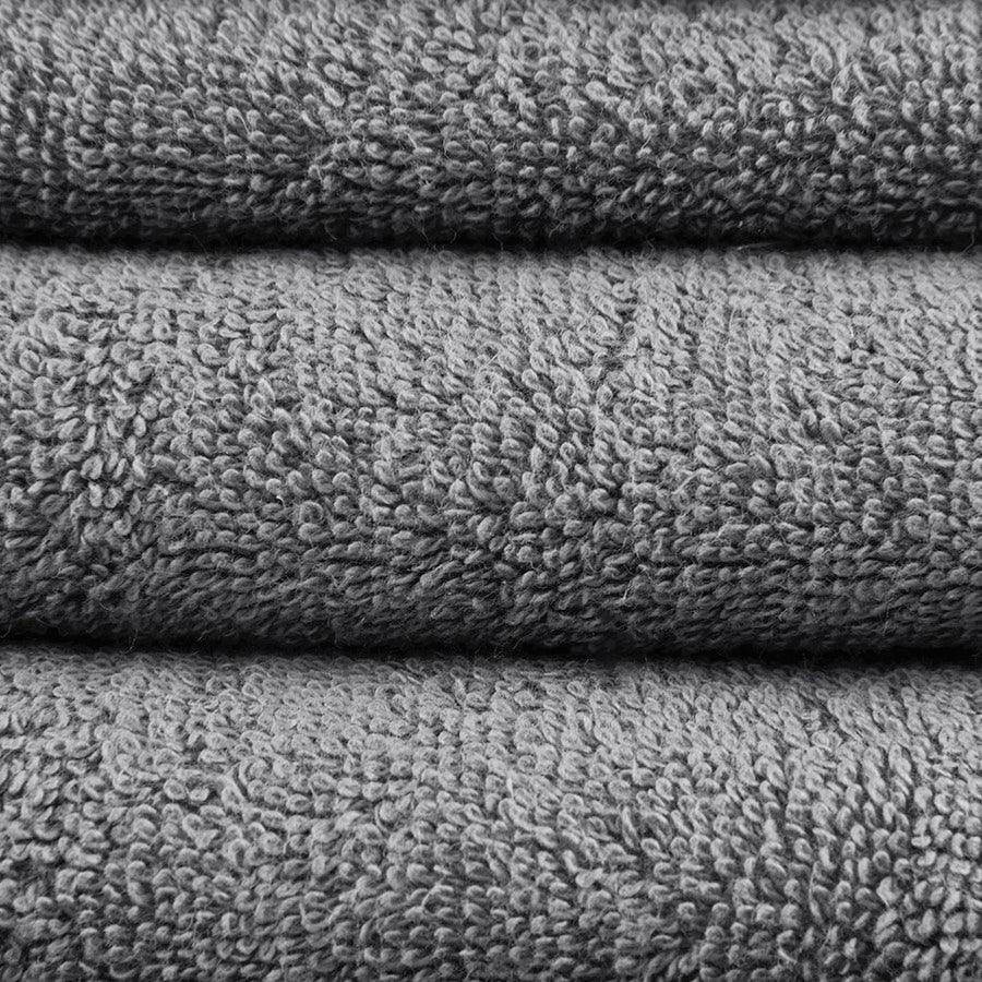 Olliix.com Bath Towels - Loft 100% Cotton Solid 6 Piece Antimicrobial Towel Set Gray