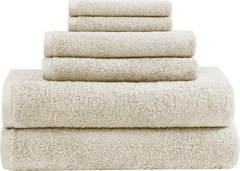 Olliix.com Bath Towels - Loft 100% Cotton Solid 6 Piece Antimicrobial Towel Set Gray