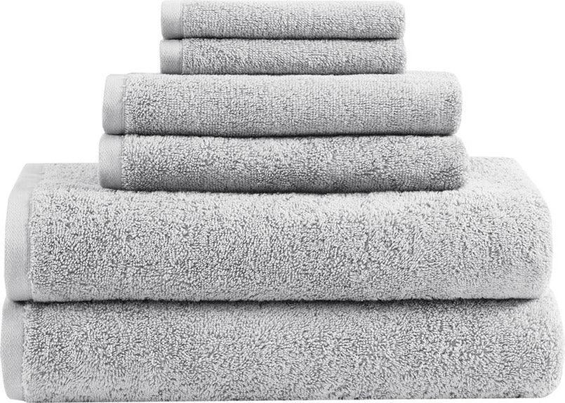 Olliix.com Bath Towels - Loft 100% Cotton Solid 6 Piece Antimicrobial Towel Set Navy