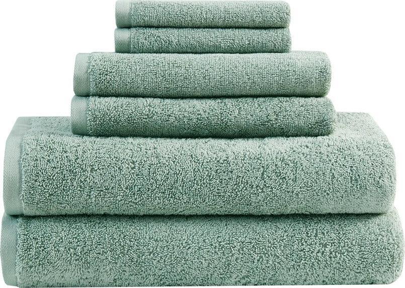 Olliix.com Bath Towels - Loft 100% Cotton Solid 6 Piece Antimicrobial Towel Set Navy