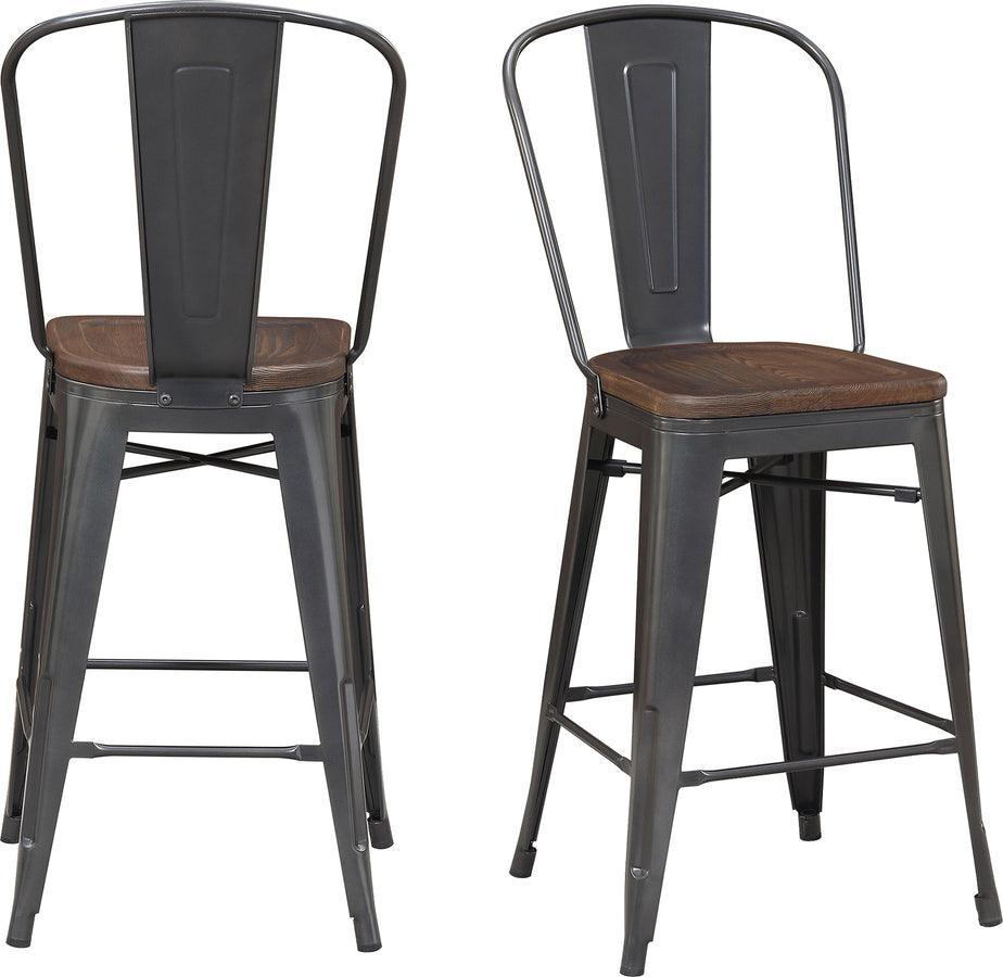 Elements Barstools - Logan Bar Stool Set Gray & Brown