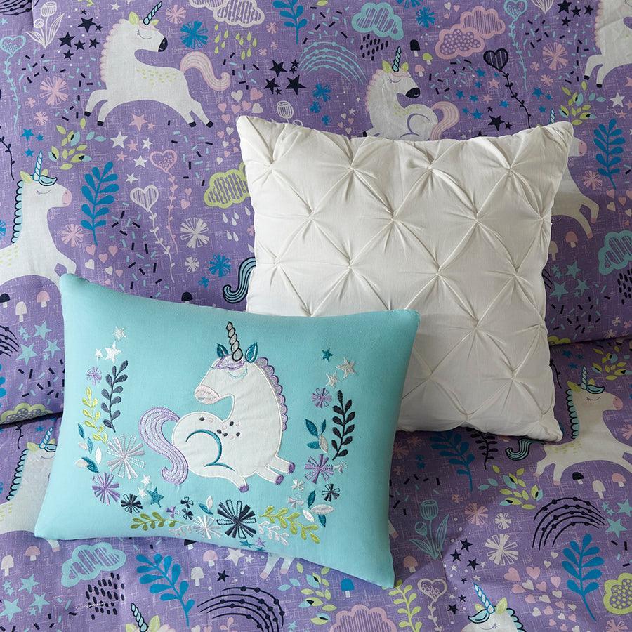 Olliix.com Comforters & Blankets - Lola Classic Unicorn Cotton Comforter Set Purple Twin
