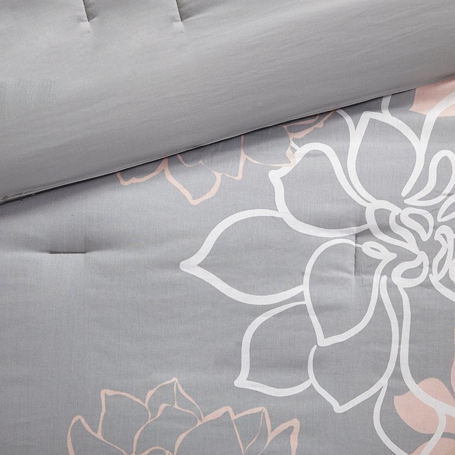Olliix.com Comforters & Blankets - Lola Comforter Set Gray & Blush King