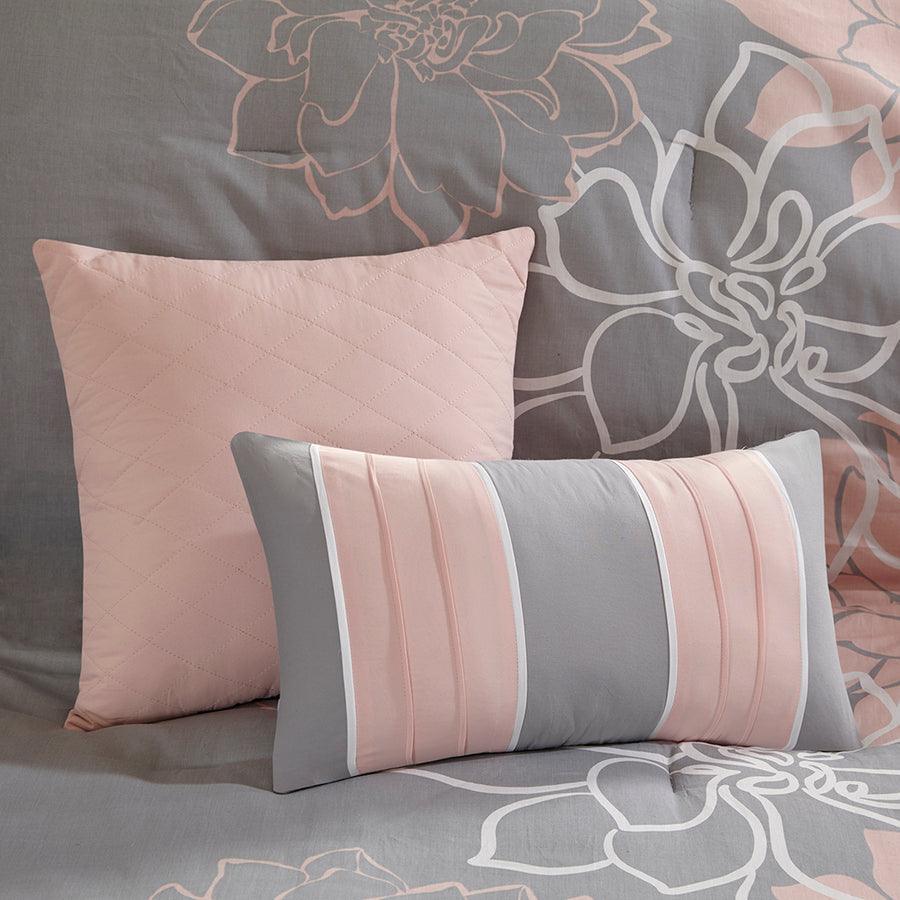 Olliix.com Comforters & Blankets - Lola Comforter Set Gray & Blush King