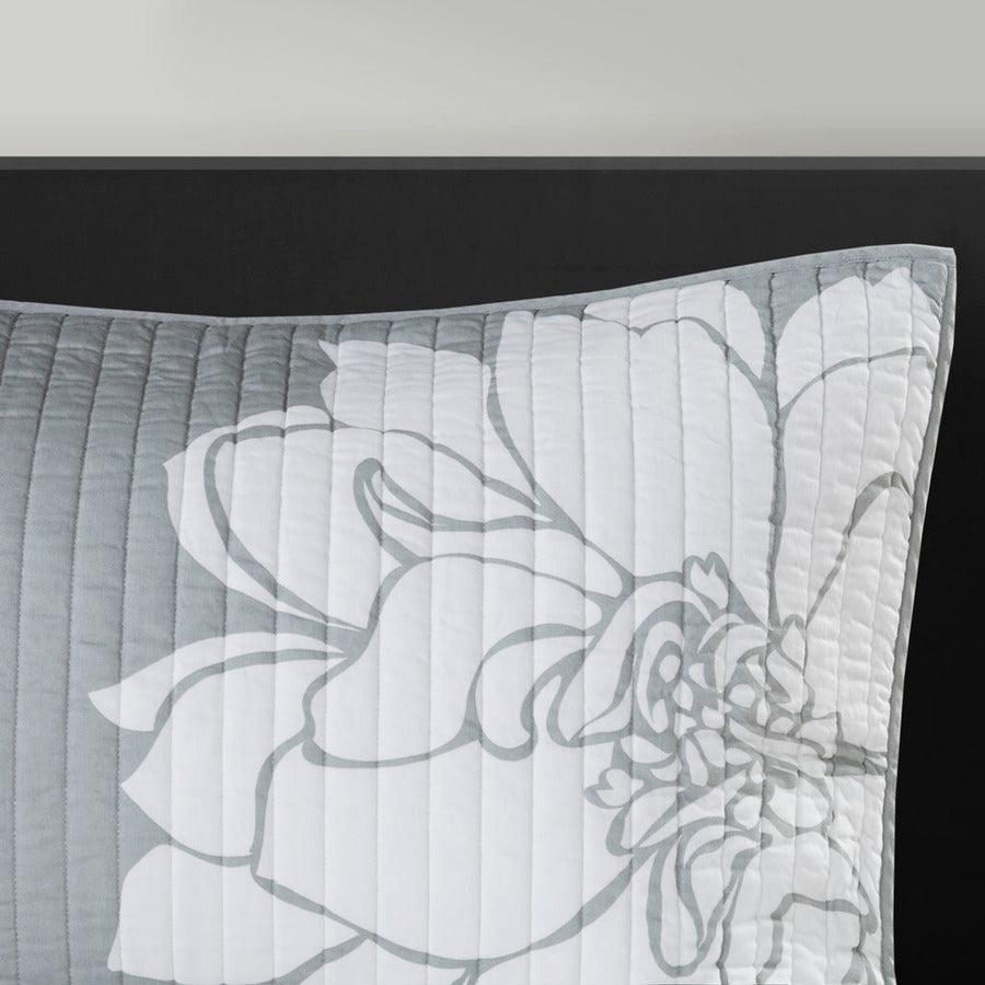 Olliix.com Comforters & Blankets - Lola Full/Queen 6 Piece Reversible Cotton Printed Coverlet Set Gray & Blush