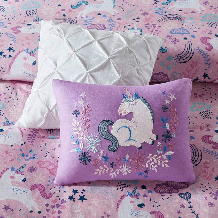 Olliix.com Duvet & Duvet Sets - Lola Full/Queen Unicorn Cotton Duvet Cover Set Pink