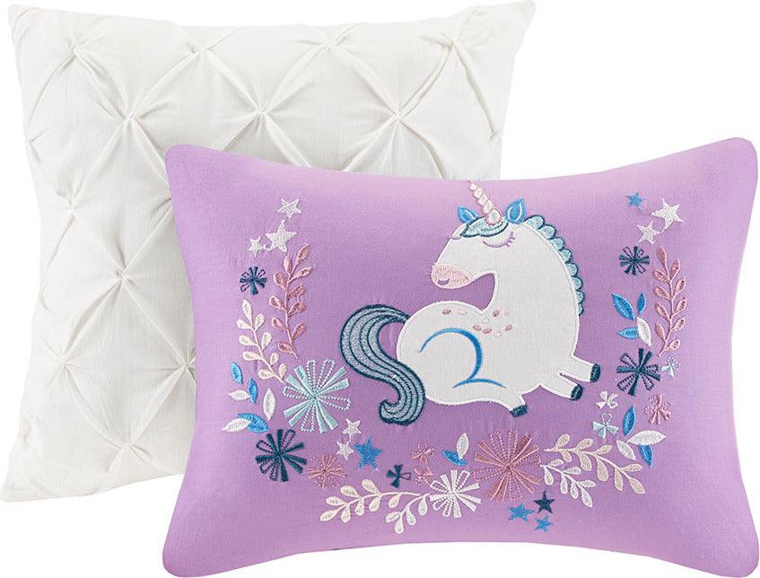 Olliix.com Comforters & Blankets - Lola Full/Queen Unicorn Cotton Reversible Coverlet Set Pink