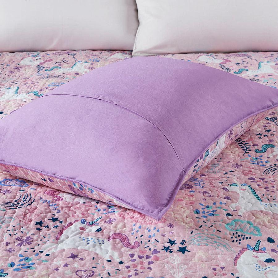 Olliix.com Comforters & Blankets - Lola Full/Queen Unicorn Cotton Reversible Coverlet Set Pink