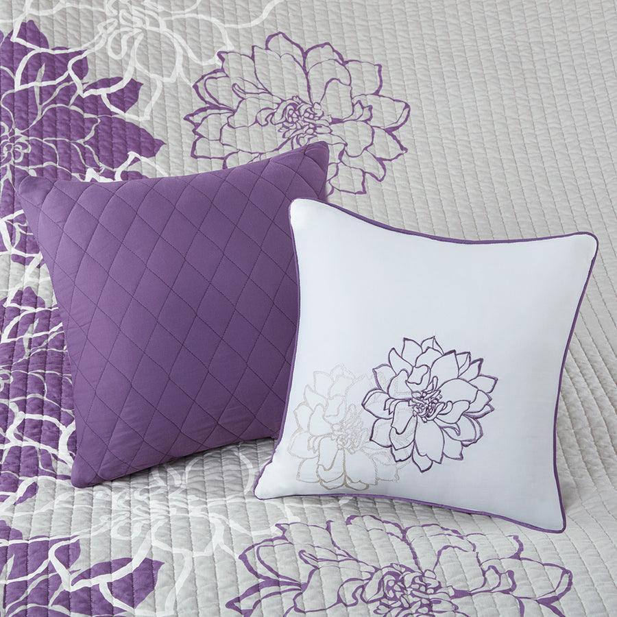 Olliix.com Comforters & Blankets - Lola King/California King 6 Piece Reversible Cotton Printed Coverlet Set Purple