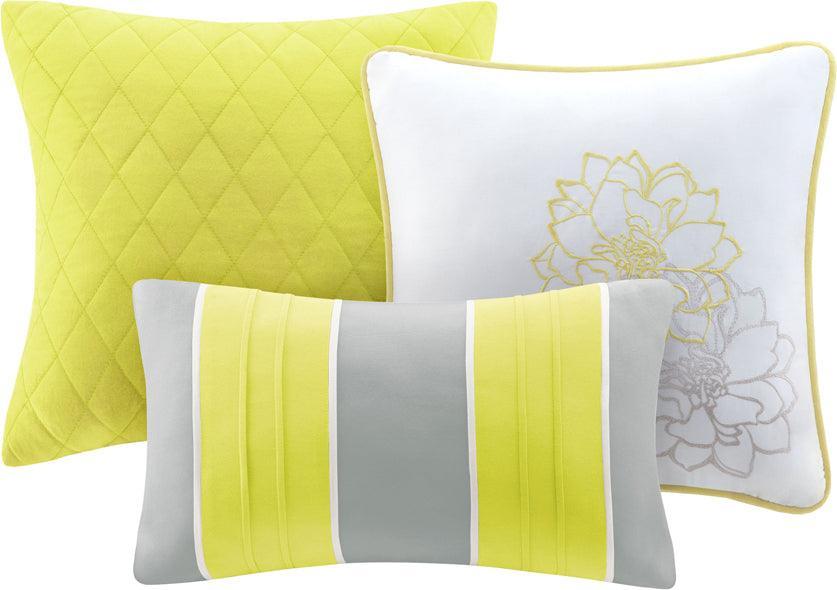 Olliix.com Comforters & Blankets - Lola King/California King 6 Piece Reversible Cotton Printed Coverlet Set Yellow