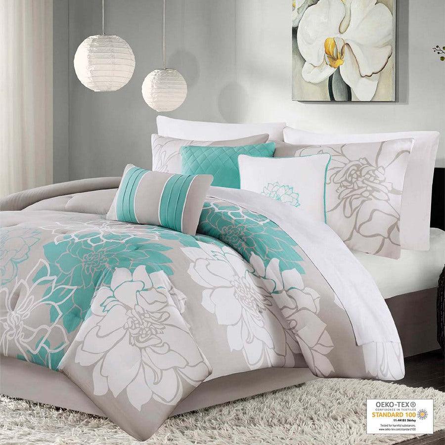 Olliix.com Comforters & Blankets - Lola Queen Comforter Transitional Set Aqua