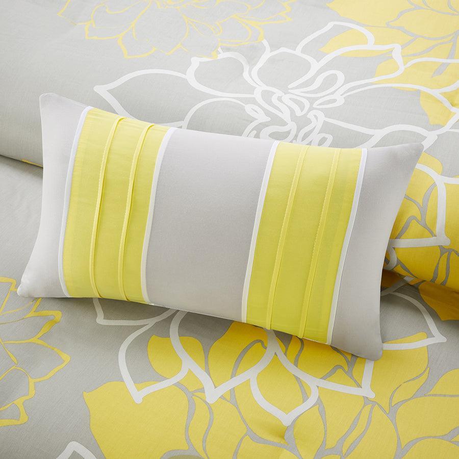 Olliix.com Duvet & Duvet Sets - Lola Transitional 6 Piece Printed Duvet Cover Set Full/Queen Yellow