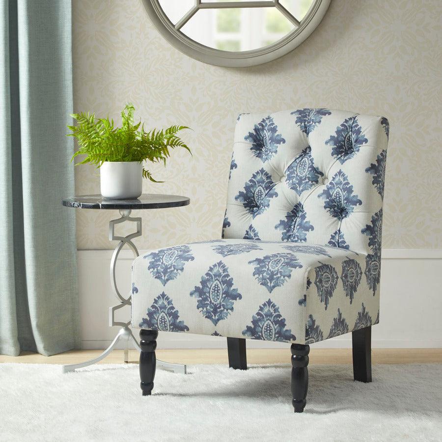Olliix.com Accent Chairs - Lola Tufted Armless Chair Navy & Cream