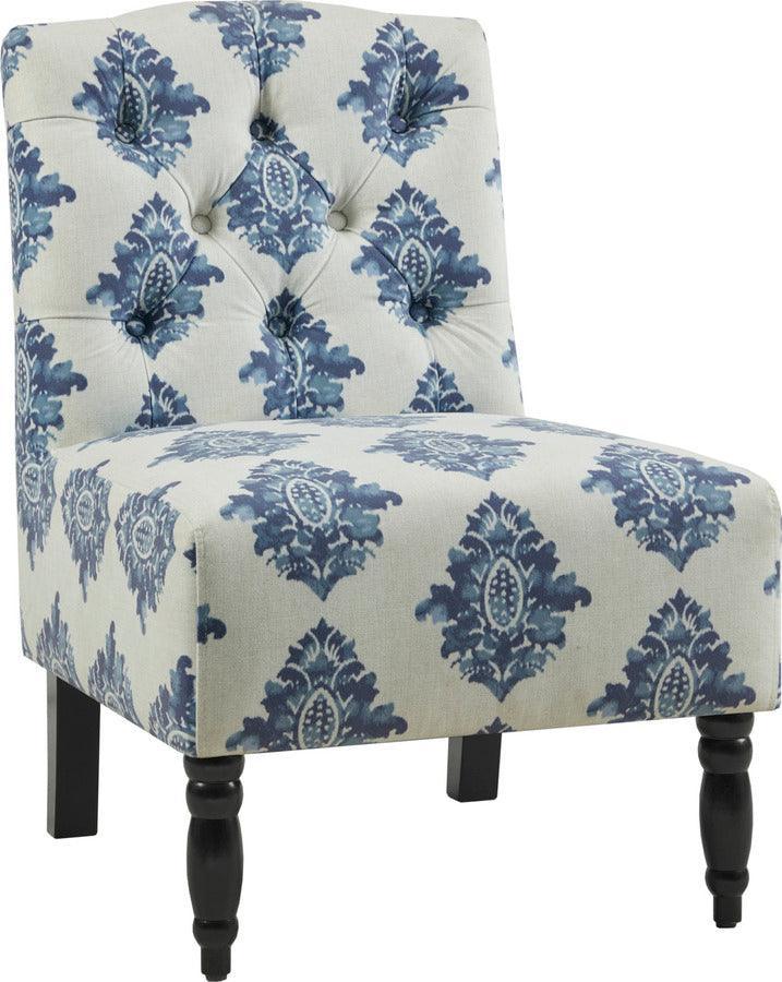 Olliix.com Accent Chairs - Lola Tufted Armless Chair Navy & Cream