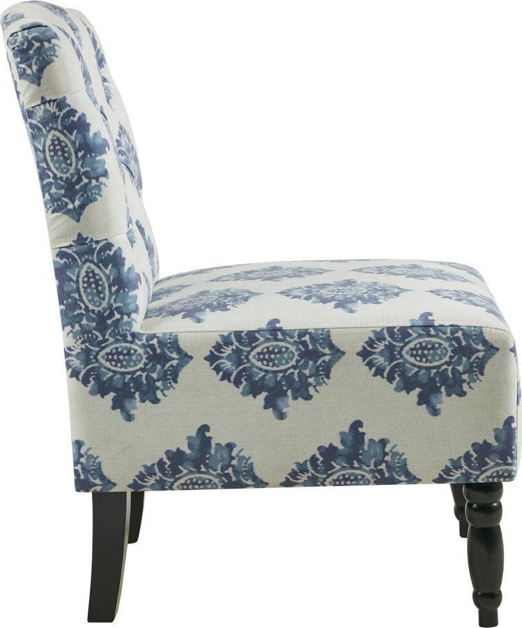 Olliix.com Accent Chairs - Lola Tufted Armless Chair Navy & Cream
