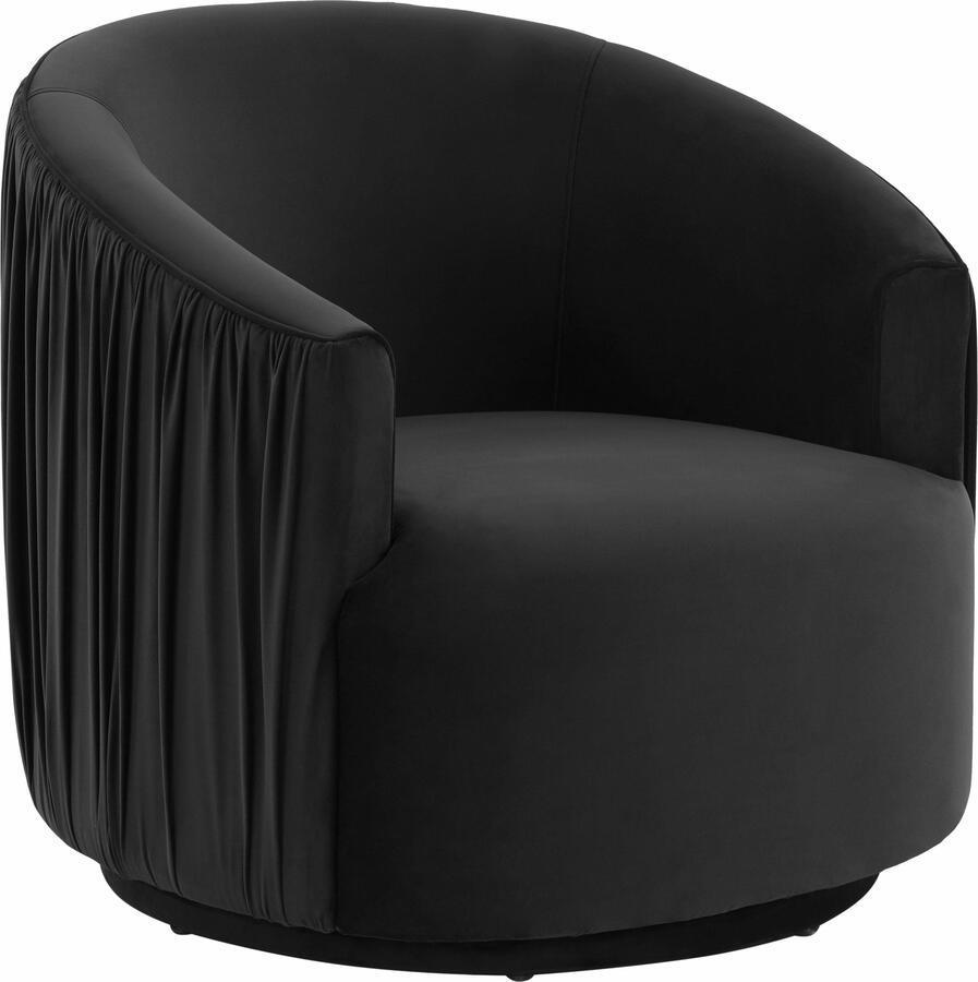 Tov Furniture Accent Chairs - London Black Pleated Swivel Chair