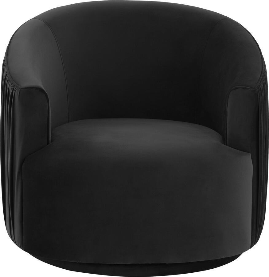 Tov Furniture Accent Chairs - London Black Pleated Swivel Chair