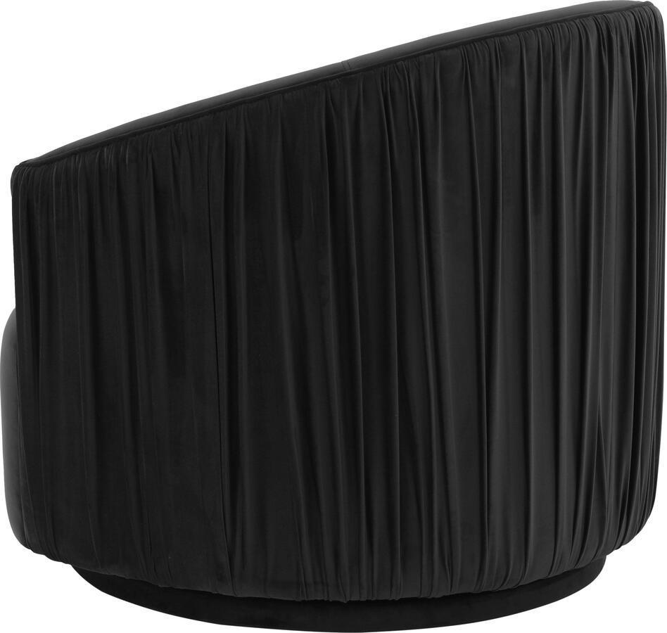 Tov Furniture Accent Chairs - London Black Pleated Swivel Chair