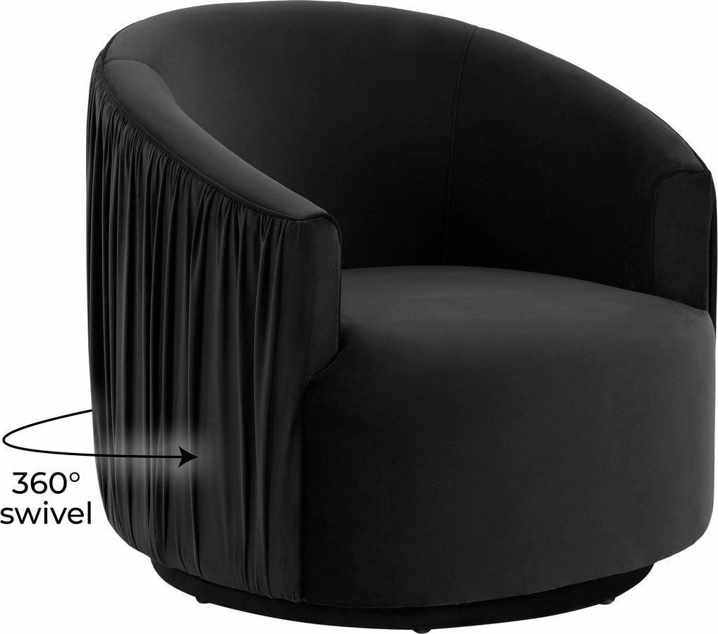Tov Furniture Accent Chairs - London Black Pleated Swivel Chair