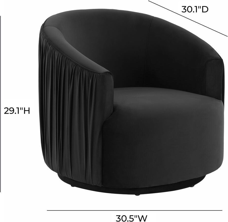 Tov Furniture Accent Chairs - London Black Pleated Swivel Chair