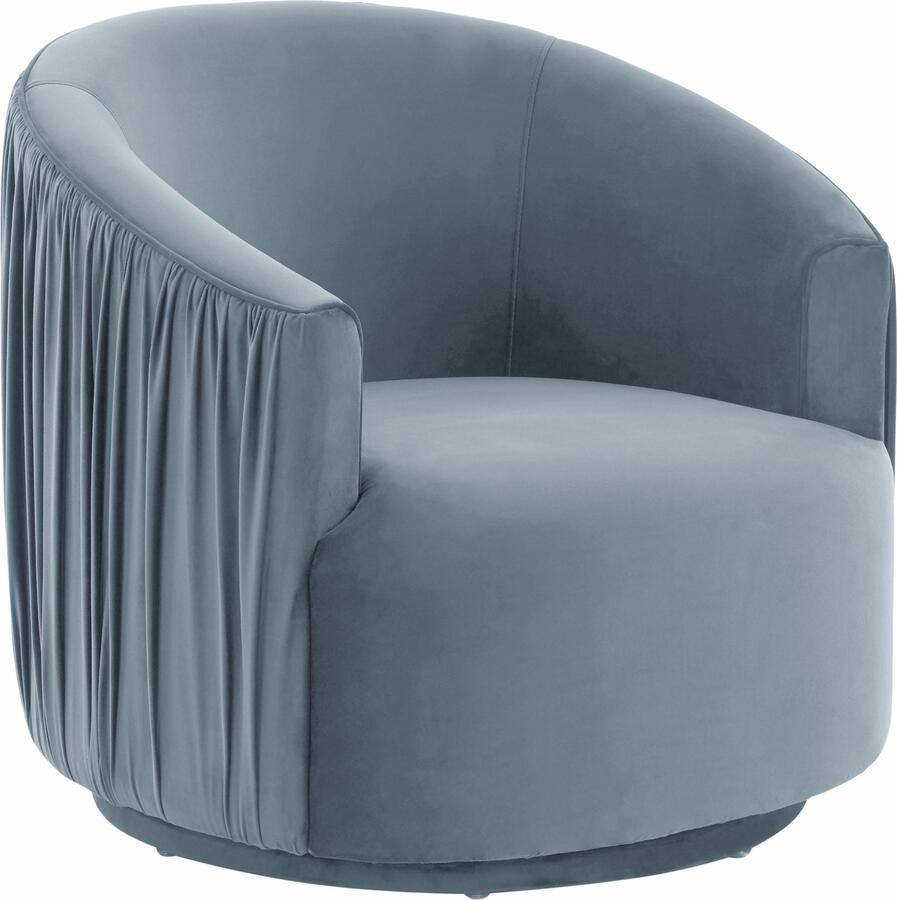 Tov Furniture Accent Chairs - London Blue Pleated Swivel Chair